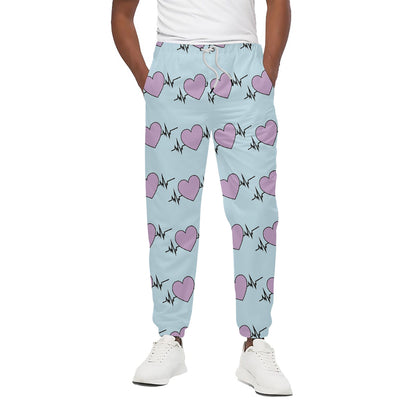 Pink Heartbeat Pattern Print Cotton Pants