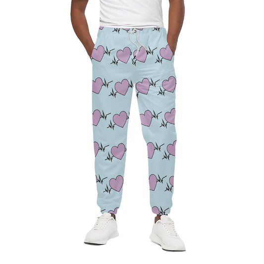 Pink Heartbeat Pattern Print Cotton Pants