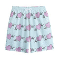 Pink Heartbeat Pattern Print Cotton Shorts