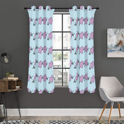 Pink Heartbeat Pattern Print Curtain