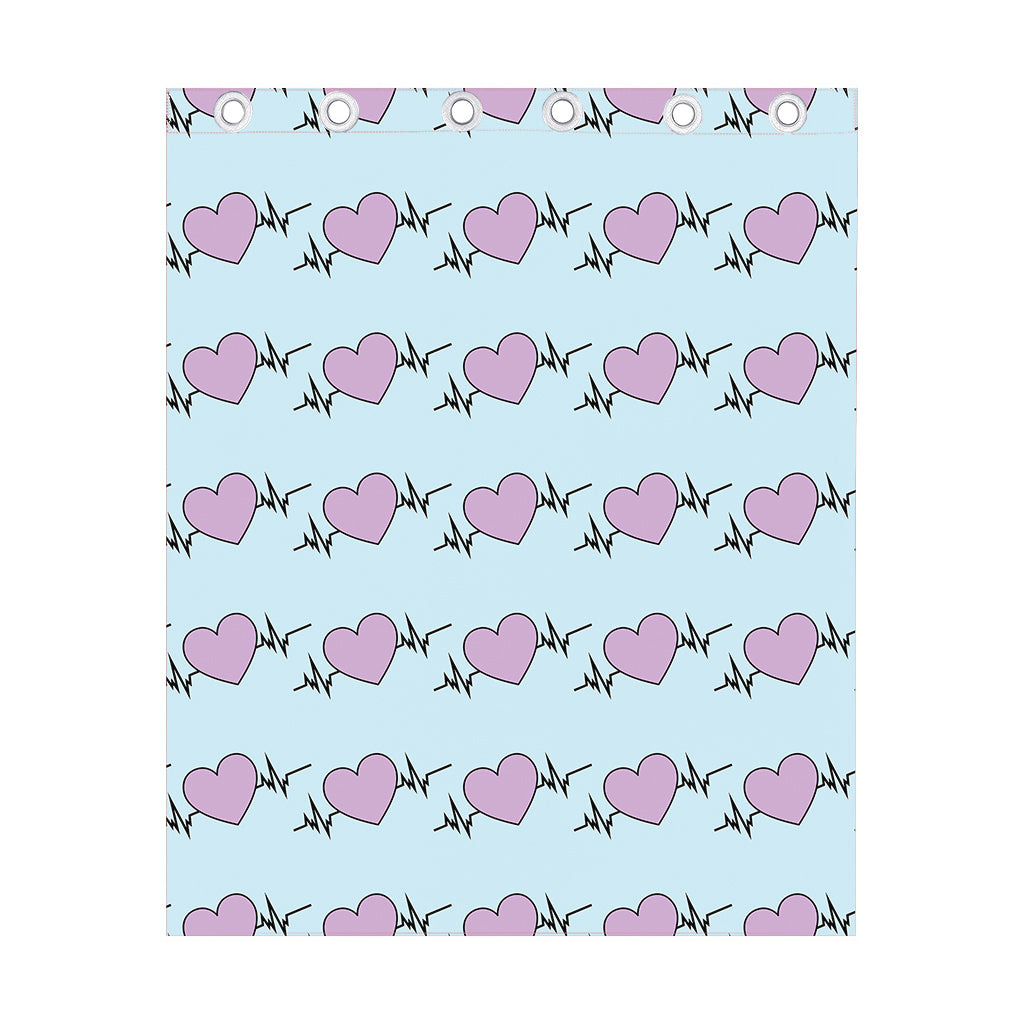 Pink Heartbeat Pattern Print Curtain