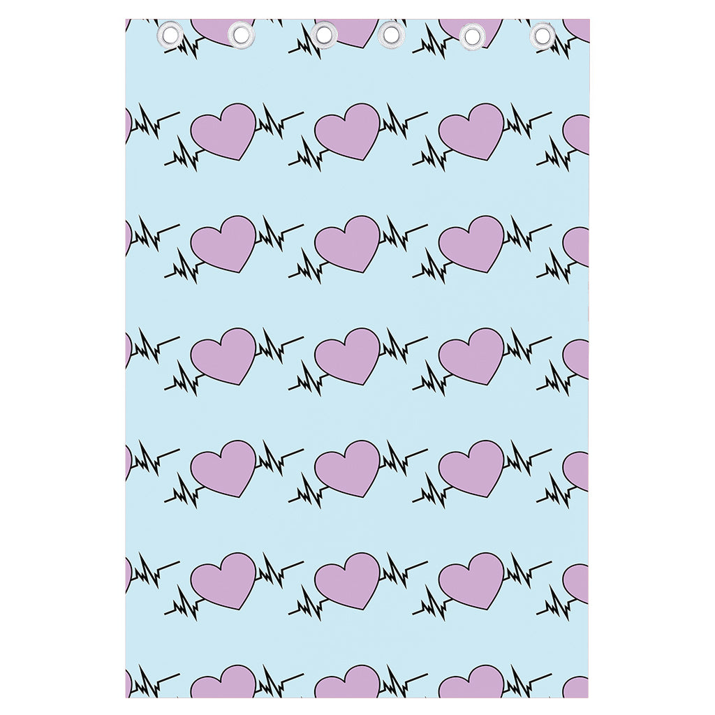 Pink Heartbeat Pattern Print Curtain
