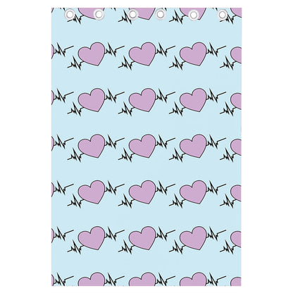 Pink Heartbeat Pattern Print Curtain