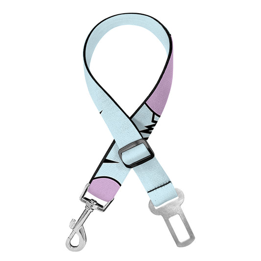 Pink Heartbeat Pattern Print Dog Seat Belt