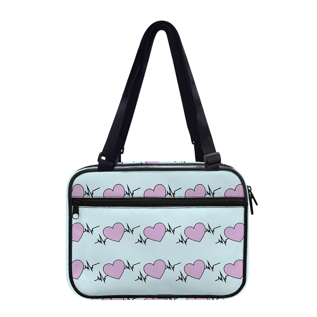 Pink Heartbeat Pattern Print Double Strap Bible Bag