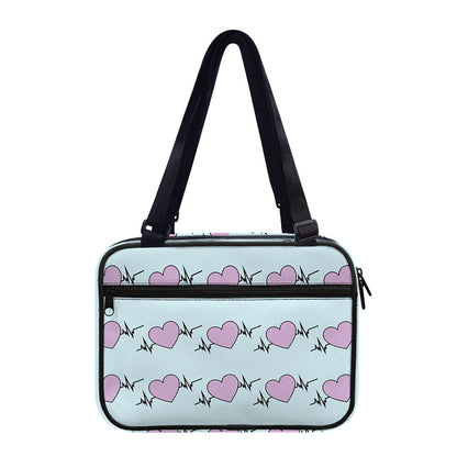 Pink Heartbeat Pattern Print Double Strap Bible Bag