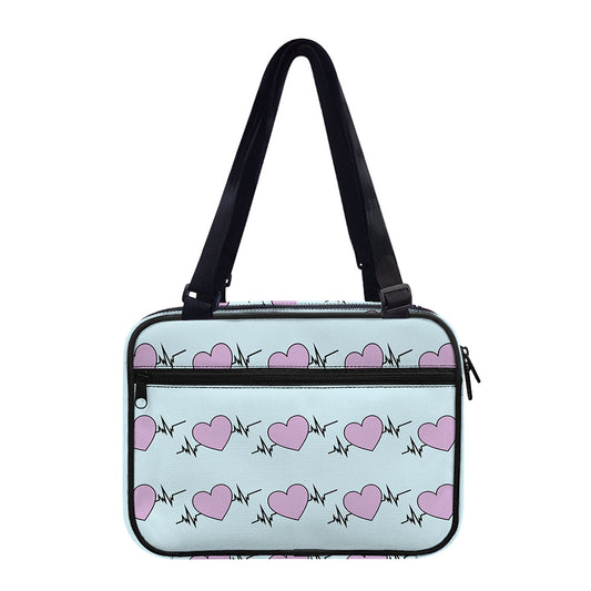 Pink Heartbeat Pattern Print Double Strap Bible Bag