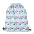 Pink Heartbeat Pattern Print Drawstring Bag