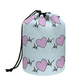 Pink Heartbeat Pattern Print Drawstring Makeup Bag