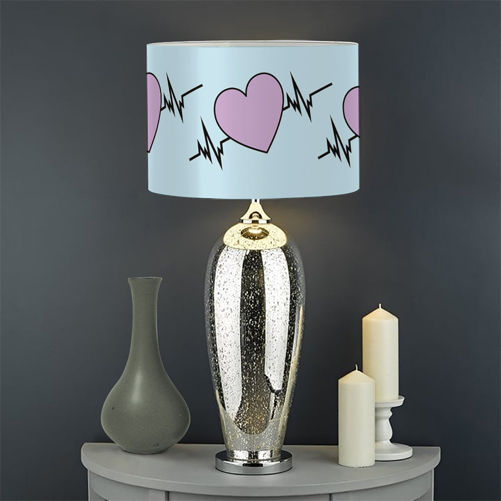 Pink Heartbeat Pattern Print Drum Lamp Shade