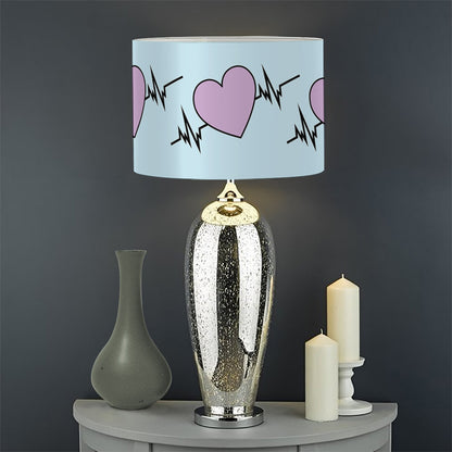 Pink Heartbeat Pattern Print Drum Lamp Shade