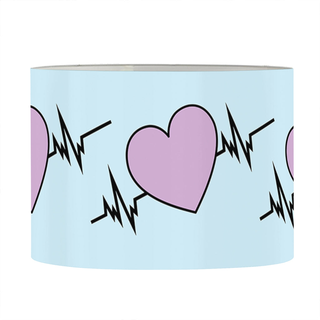 Pink Heartbeat Pattern Print Drum Lamp Shade