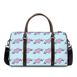 Pink Heartbeat Pattern Print Duffle Bag