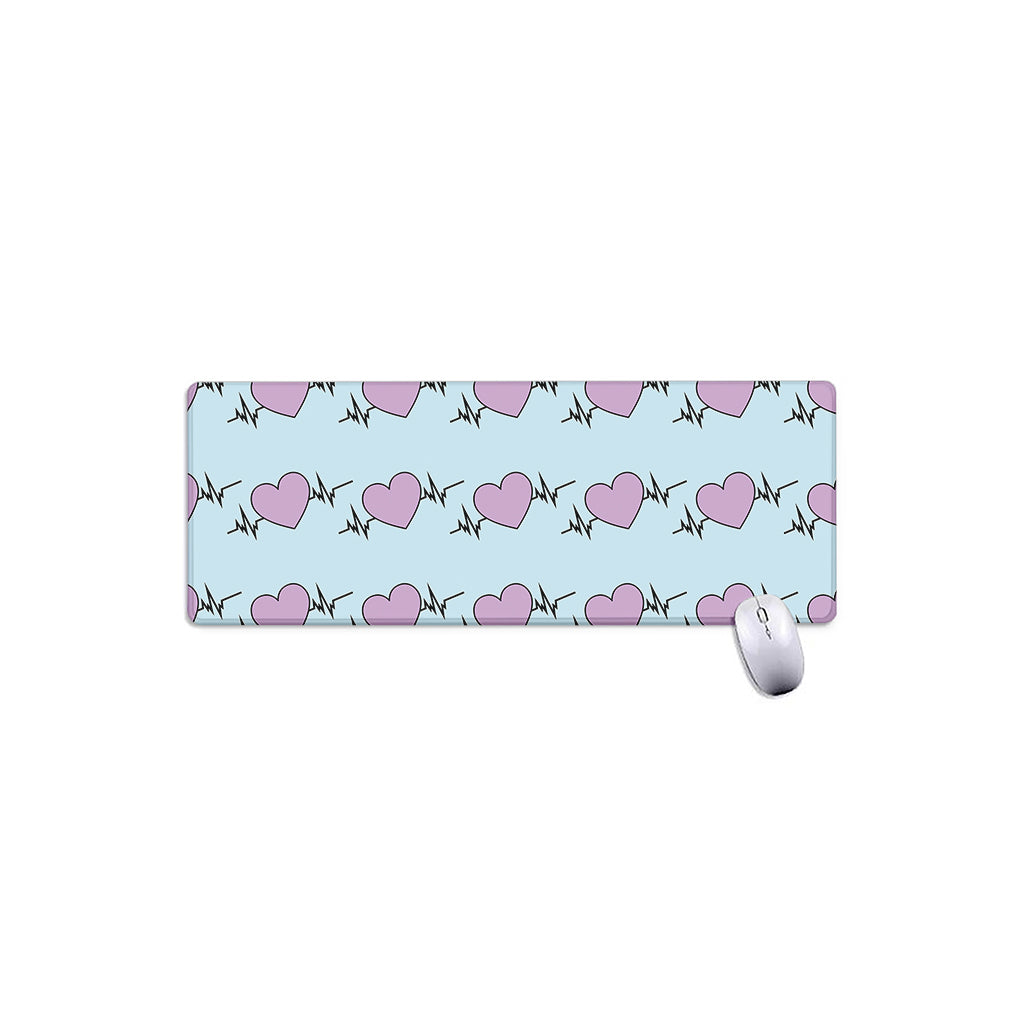 Pink Heartbeat Pattern Print Extended Mouse Pad