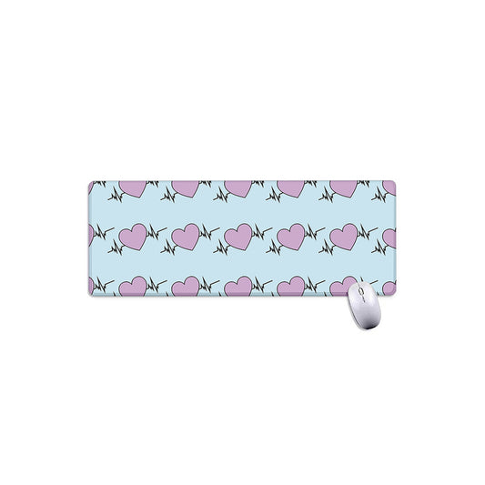 Pink Heartbeat Pattern Print Extended Mouse Pad