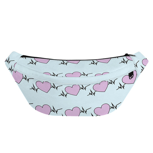Pink Heartbeat Pattern Print Fanny Pack