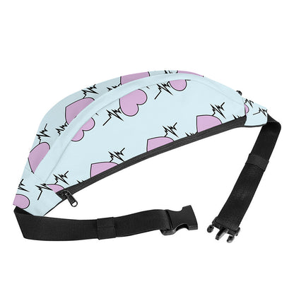 Pink Heartbeat Pattern Print Fanny Pack