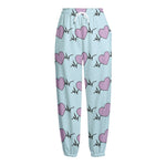 Pink Heartbeat Pattern Print Fleece Lined Knit Pants