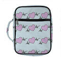 Pink Heartbeat Pattern Print Front Pocket Bible Bag
