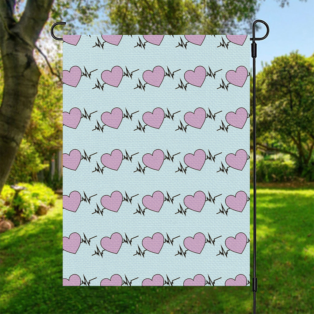 Pink Heartbeat Pattern Print Garden Flag