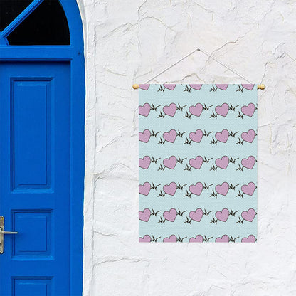 Pink Heartbeat Pattern Print Garden Flag