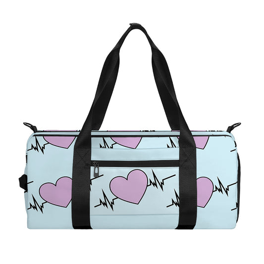 Pink Heartbeat Pattern Print Gym Bag