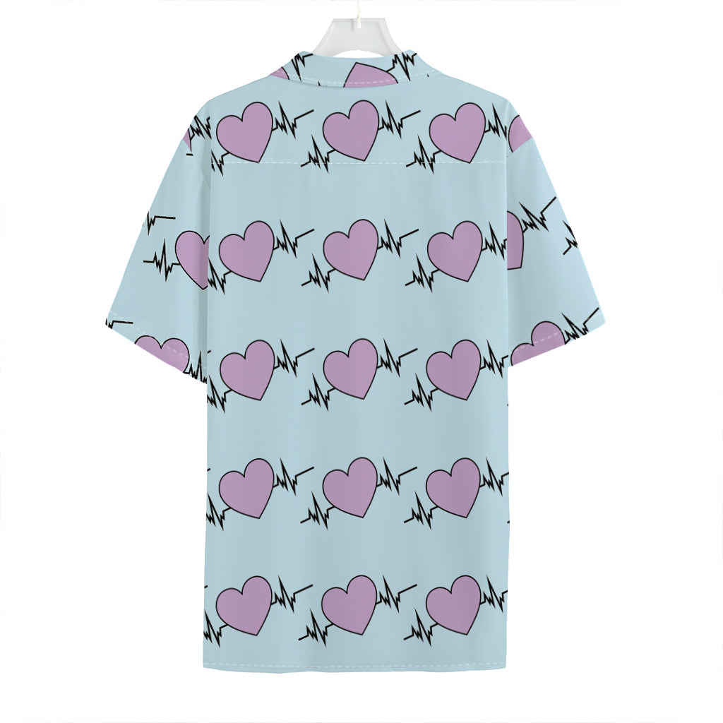 Pink Heartbeat Pattern Print Hawaiian Shirt