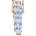 Pink Heartbeat Pattern Print High Slit Maxi Skirt