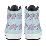 Pink Heartbeat Pattern Print High Top Leather Sneakers