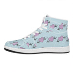 Pink Heartbeat Pattern Print High Top Leather Sneakers
