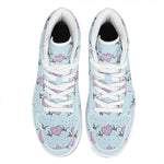 Pink Heartbeat Pattern Print High Top Leather Sneakers