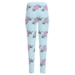Pink Heartbeat Pattern Print High-Waisted Pocket Leggings