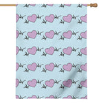 Pink Heartbeat Pattern Print House Flag