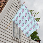 Pink Heartbeat Pattern Print House Flag