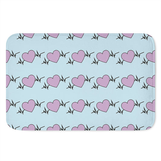 Pink Heartbeat Pattern Print Indoor Door Mat