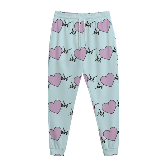 Pink Heartbeat Pattern Print Jogger Pants
