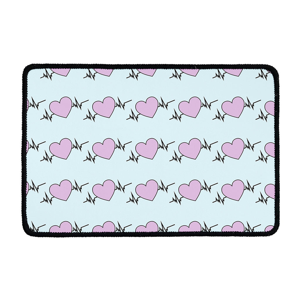 Pink Heartbeat Pattern Print Kitchen Mat