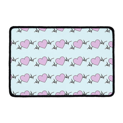 Pink Heartbeat Pattern Print Kitchen Mat