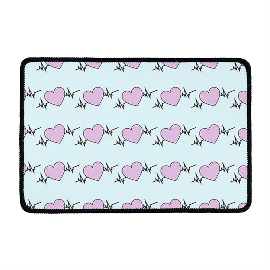 Pink Heartbeat Pattern Print Kitchen Mat