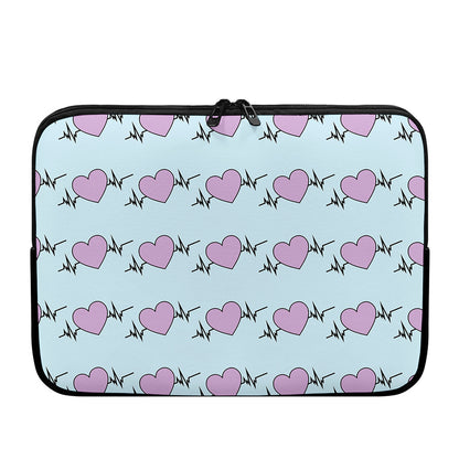 Pink Heartbeat Pattern Print Laptop Sleeve