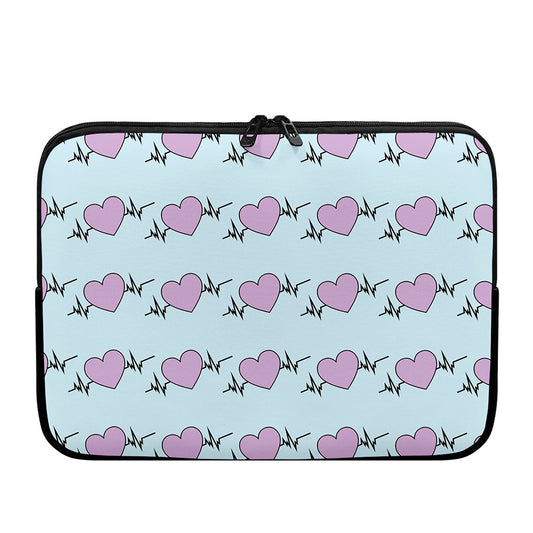 Pink Heartbeat Pattern Print Laptop Sleeve