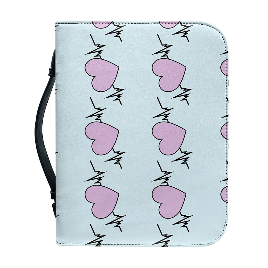 Pink Heartbeat Pattern Print Leather Bible Cover