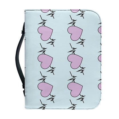 Pink Heartbeat Pattern Print Leather Bible Cover