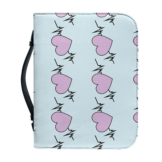 Pink Heartbeat Pattern Print Leather Bible Cover