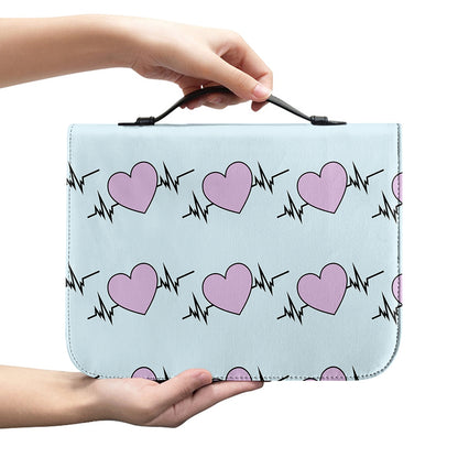 Pink Heartbeat Pattern Print Leather Bible Cover