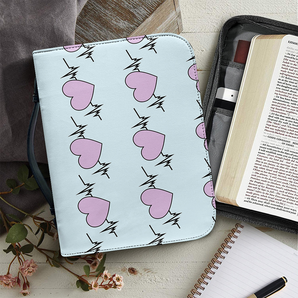 Pink Heartbeat Pattern Print Leather Bible Cover