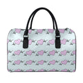 Pink Heartbeat Pattern Print Leather Duffel Bag