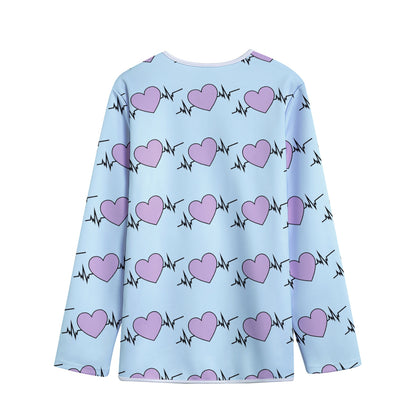Pink Heartbeat Pattern Print Long Sleeve Short Coat