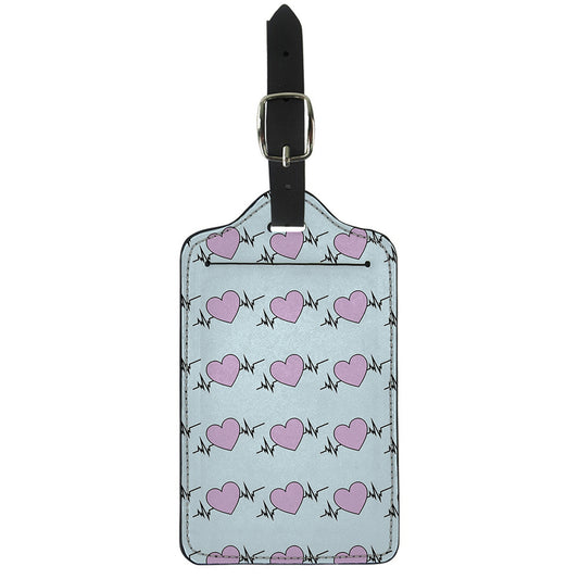 Pink Heartbeat Pattern Print Luggage Tag