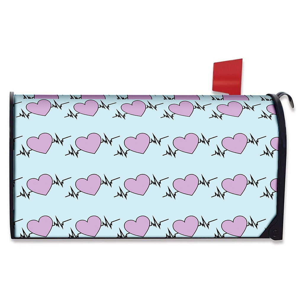 Pink Heartbeat Pattern Print Mailbox Cover